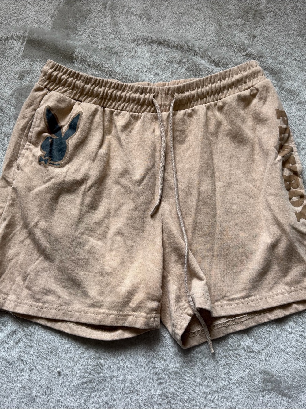 PLAYBOY Tan Women's Athletic Lounge Shorts with Logo